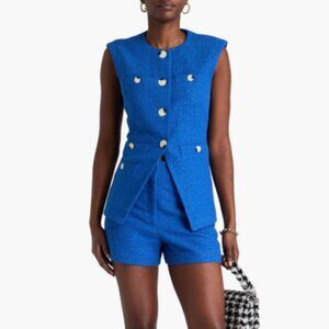 Veronica Beard Tamara Cobalt Blue Tweed Vest 4 (part of short set)